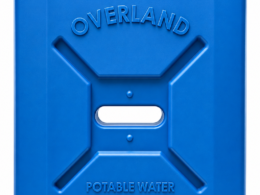 Overland DualFlow Pro 20L water tank in blue, front view