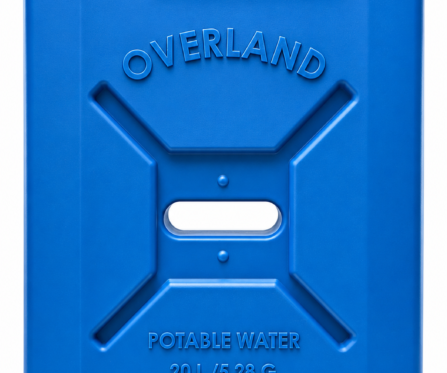 Overland DualFlow Pro 20L water tank in blue, front view